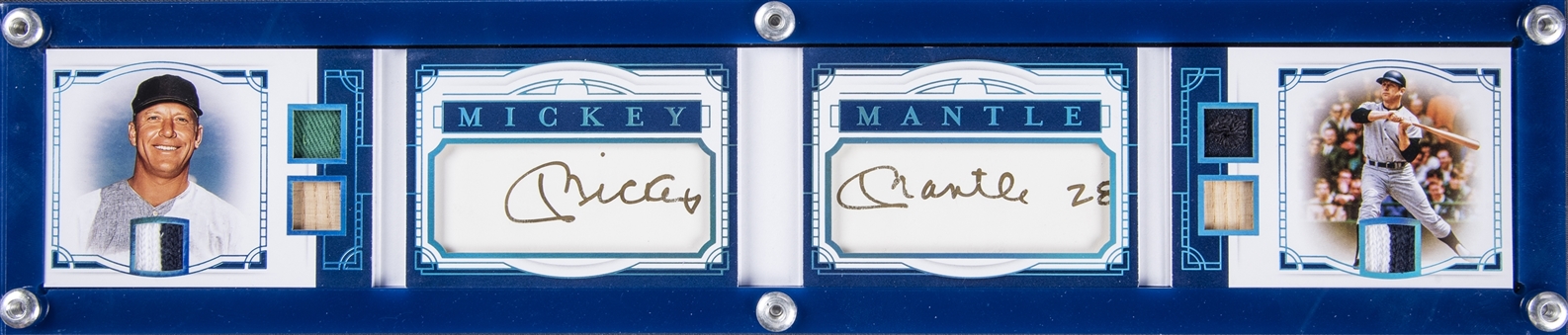 2020 National Treasures #1 Mickey Mantle Signed Bat Jersey Patch Relic Booklet Card (#1/1) 